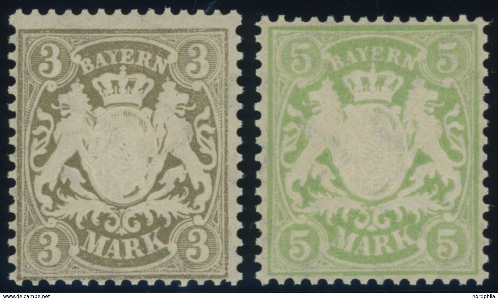 BAYERN 69/70x **, 1900, 3 Und 5 M, Mattorangeweißes Papier, Wz. 3, Postfrisch Pracht, Mi. 120.- - Other & Unclassified