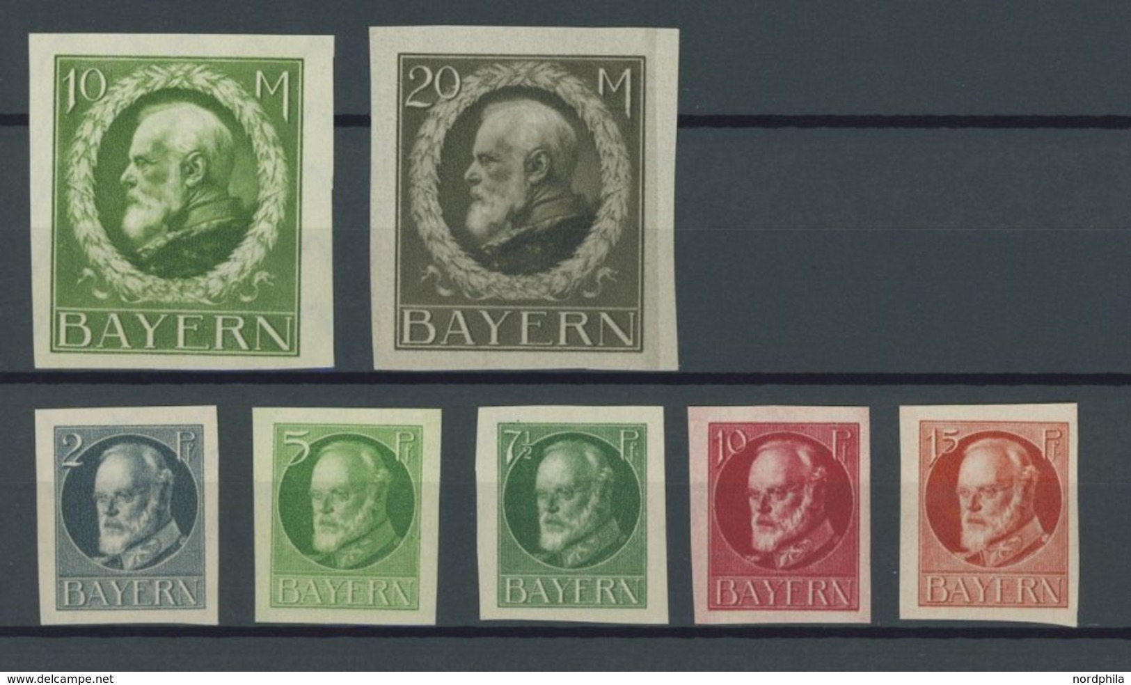 BAYERN 94II-115A/B **, 1916, Kriegsdruck, Gezähnt Und Ungezähnt, 2 Postfrische Prachtsätze (39 Werte), Mi. 70.- - Otros & Sin Clasificación