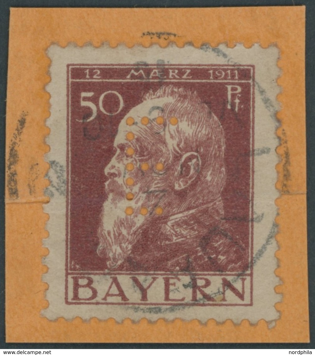 BAYERN D 11II PFII BrfStk, 1912, 50 Pf. Dunkelbraunrot Auf Hellgraubraun Mit Abart Am Unteren Balken Des E Fehlt Viertes - Altri & Non Classificati