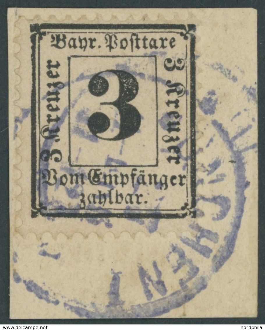BAYERN P 3X BrfStk, 1870, 3 Pf. Schwarz, Wz. Enge Rauten, Stempel MÜNCHEN 1, Prachtbriefstück, Gepr. U.a. Brettl, Mi. (6 - Otros & Sin Clasificación