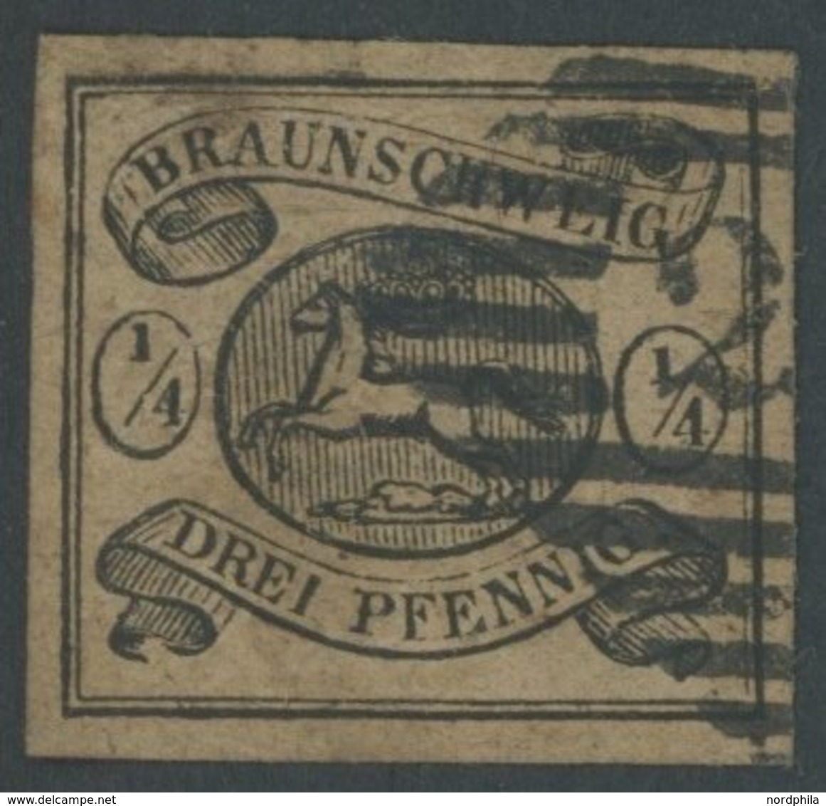 BRAUNSCHWEIG 4 (*), 1856, 1/4 Gr. Schwarz Auf Hellbraun, Pracht, Gepr. Lange, Mi. 320.- - Brunswick