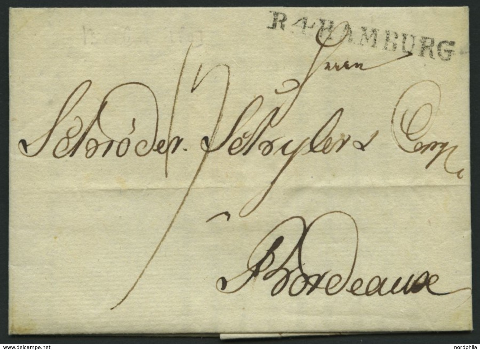 HAMBURG 1803, R.4. HAMBURG, L1 Auf Brief (Vordruck-Geschäftsbrief) Von Berlin Nach Bordeaux, Pracht - Other & Unclassified
