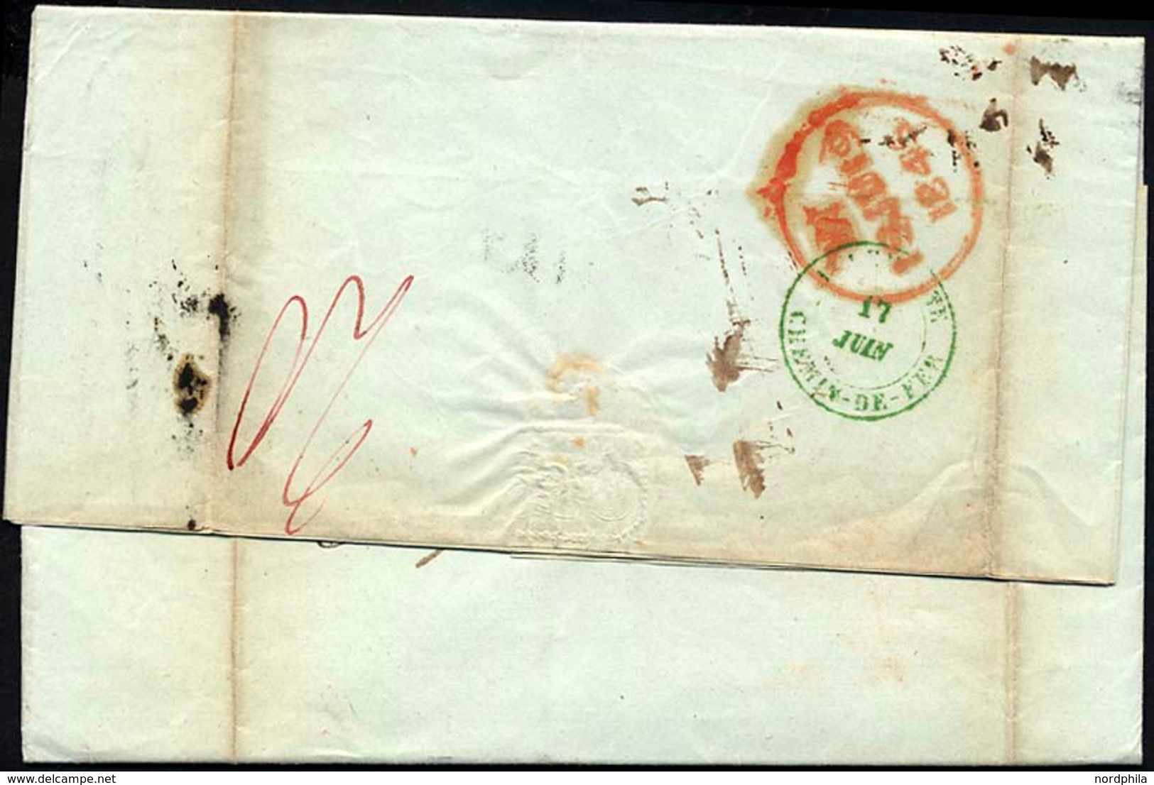 HAMBURG - GRENZÜBERGANGSSTEMPEL 1843, FRANCO, Schwarzer L1 Auf Brief Von DANZIG (K2) Via Belgium Nach London, L1 FRANCO, - Préphilatélie