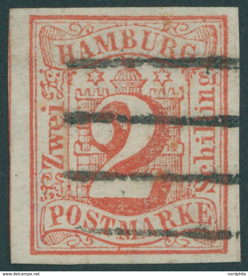 HAMBURG 3 O, 1859, 2 S. Orangerot, Pracht, Gepr. Jakubek, Mi. 130.- - Hamburg (Amburgo)