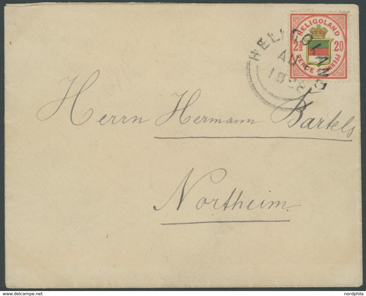 HELGOLAND 18f BRIEF, 1888, 20 Pf. Rotorange/gelb/graugrün Auf Prachtbrief Nach Northeim, Gepr. Lemberger Und Fotoattest  - Heligoland