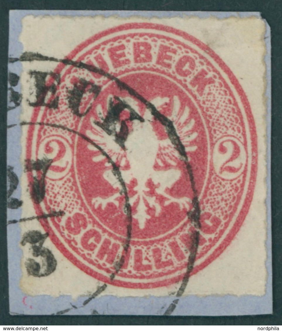 LÜBECK 10 BrfStk, 1863, 2 S. Karmin, Prachtbriefstück, Gepr. Grobe, Mi. 90.- - Luebeck