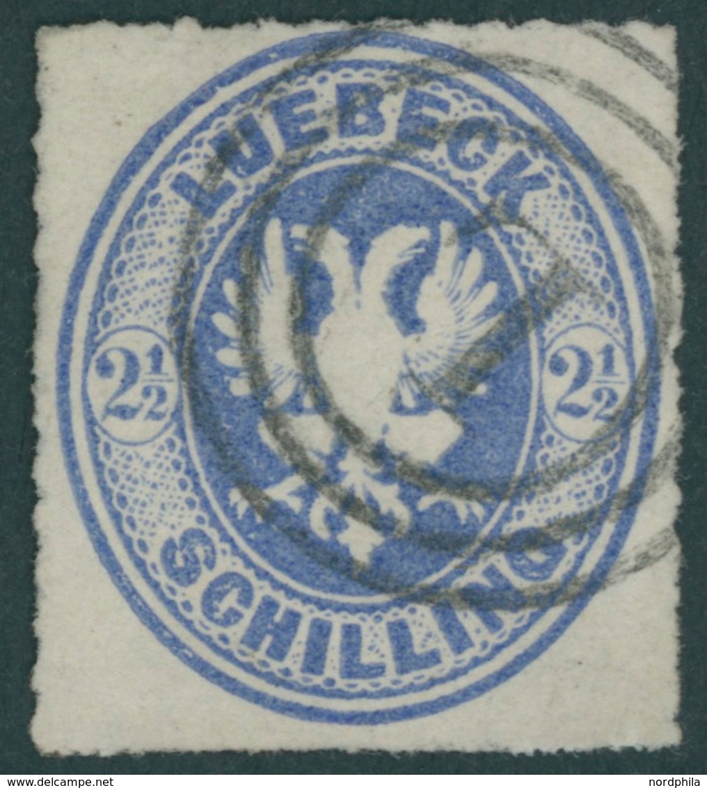 LÜBECK 11 O, 1863, 21/2 S. Dunkelultramarin Mit Dreiringstempel L, Pracht, Signiert, Mi. (500.-) - Lubeck