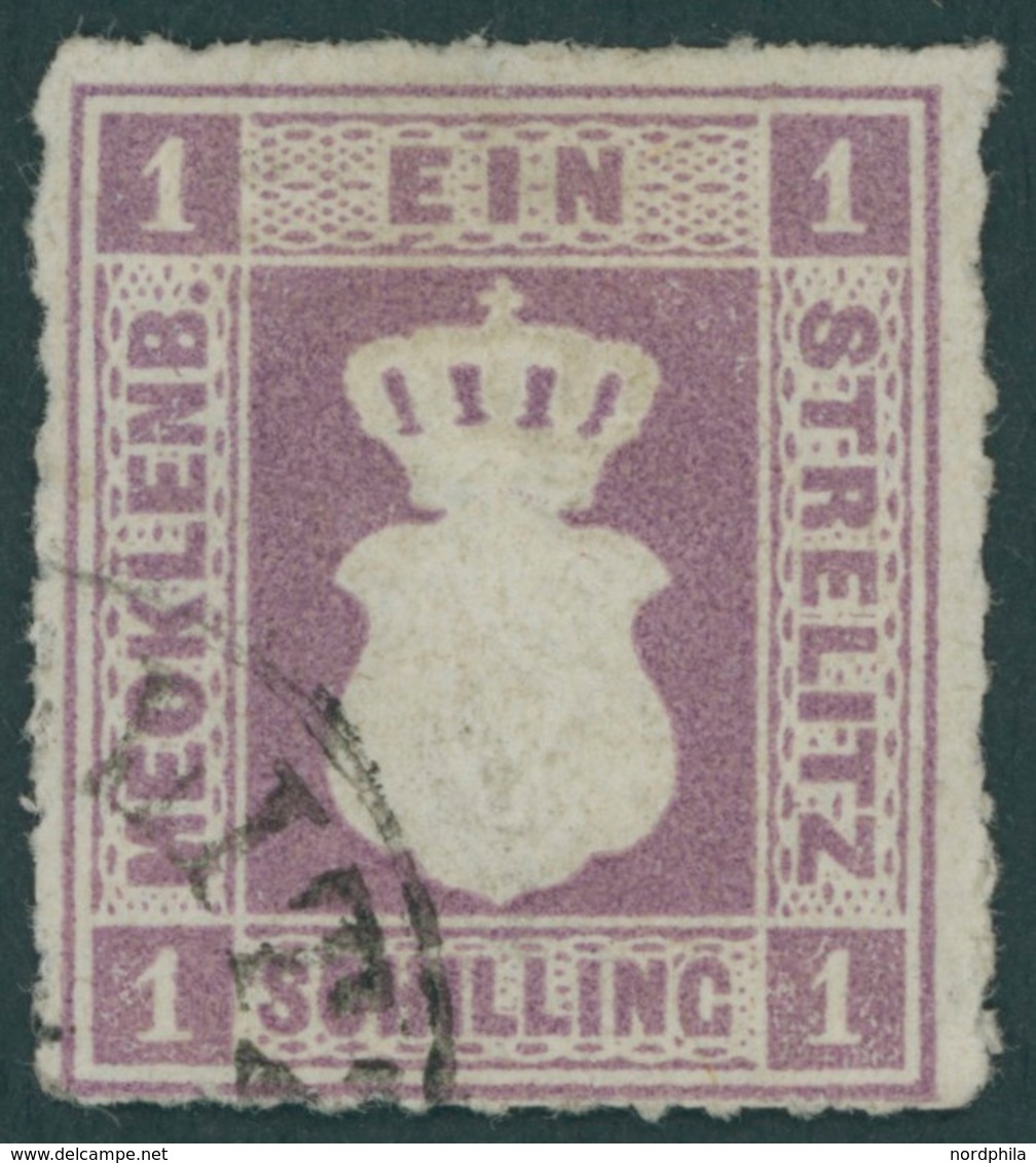 MECKLENBURG-STRELITZ 3 O, 1864, 1 S. Grauviolett, Farbfrisches Prachtstück, RR!, Fotoattest Berger, Mi. (4000.-) - Mecklenburg-Strelitz