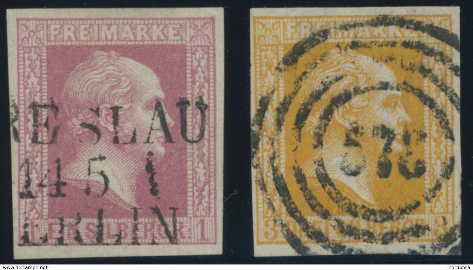 PREUSSEN 6a,8a O, 1857, 1 Sgr. Rosa Und 3 Sgr. Gelborange, 2 Prachtwerte - Autres & Non Classés