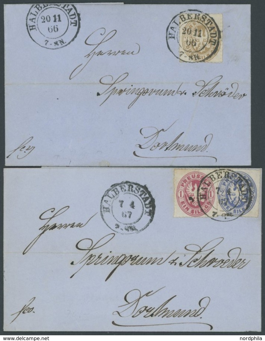 PREUSSEN 16,17a,18a BRIEF, 1866/7, 1, 2 Und 3 Sgr., 2 Dekorative Briefe Mit K2 HALBERSTADT Nach Dortmund, Pracht - Altri & Non Classificati