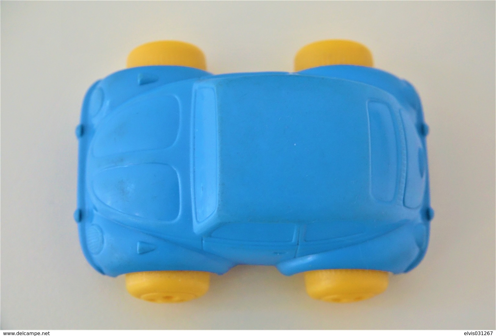 Vintage VINYL TOY CAR : Maker VIKINGPLAST SWEDEN - No. 4293 VW BEETLE - Blue - 7.00cm - 19XX - Rubber - Autres & Non Classés