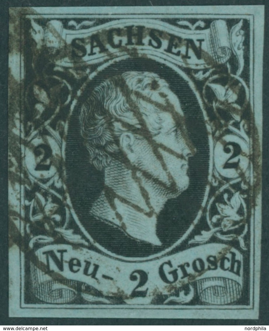 SACHSEN 5 O, 1851, 2 Ngr. Schwarz Auf Mattpreußischblau, Pracht, Mi. 90.- - Saxony