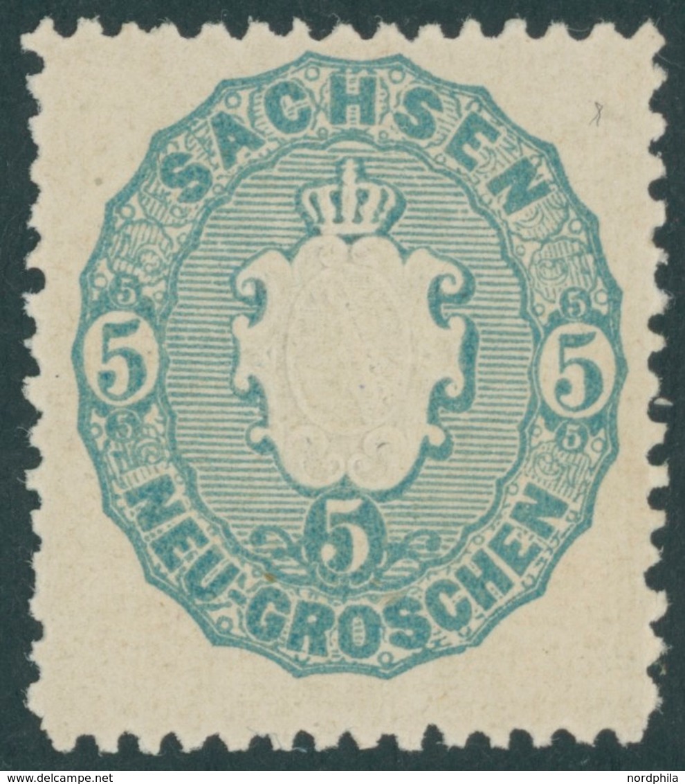 SACHSEN 19a **, 1863, 5 Ngr. Graublau, Postfrisch, Pracht, Mi. 60.- - Saxe