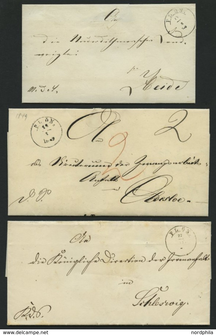 SCHLESWIG-HOLSTEIN PLÖN (1849-67), 4 Verschiedene Briefe Und Ein Postschein, Pracht - Prephilately