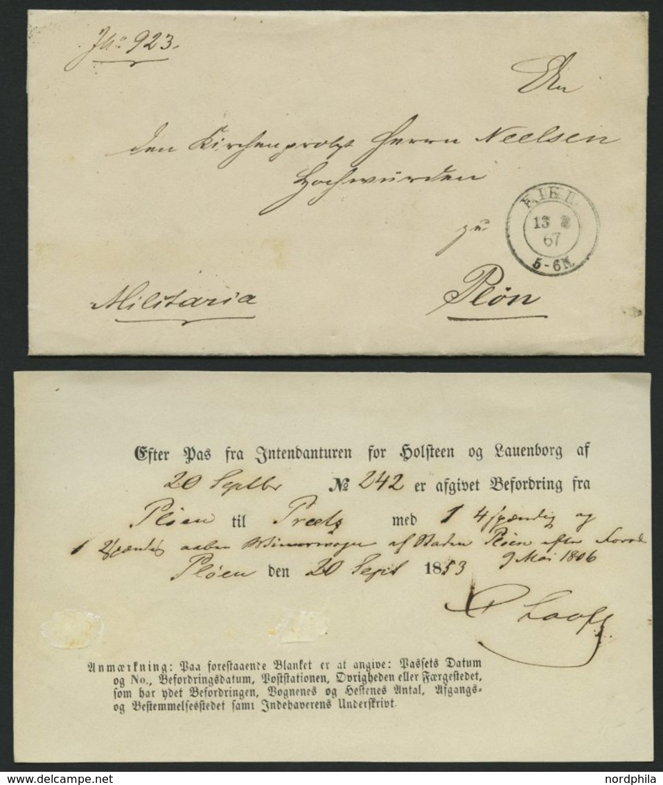 SCHLESWIG-HOLSTEIN PLÖN (1849-67), 4 Verschiedene Briefe Und Ein Postschein, Pracht - Prephilately
