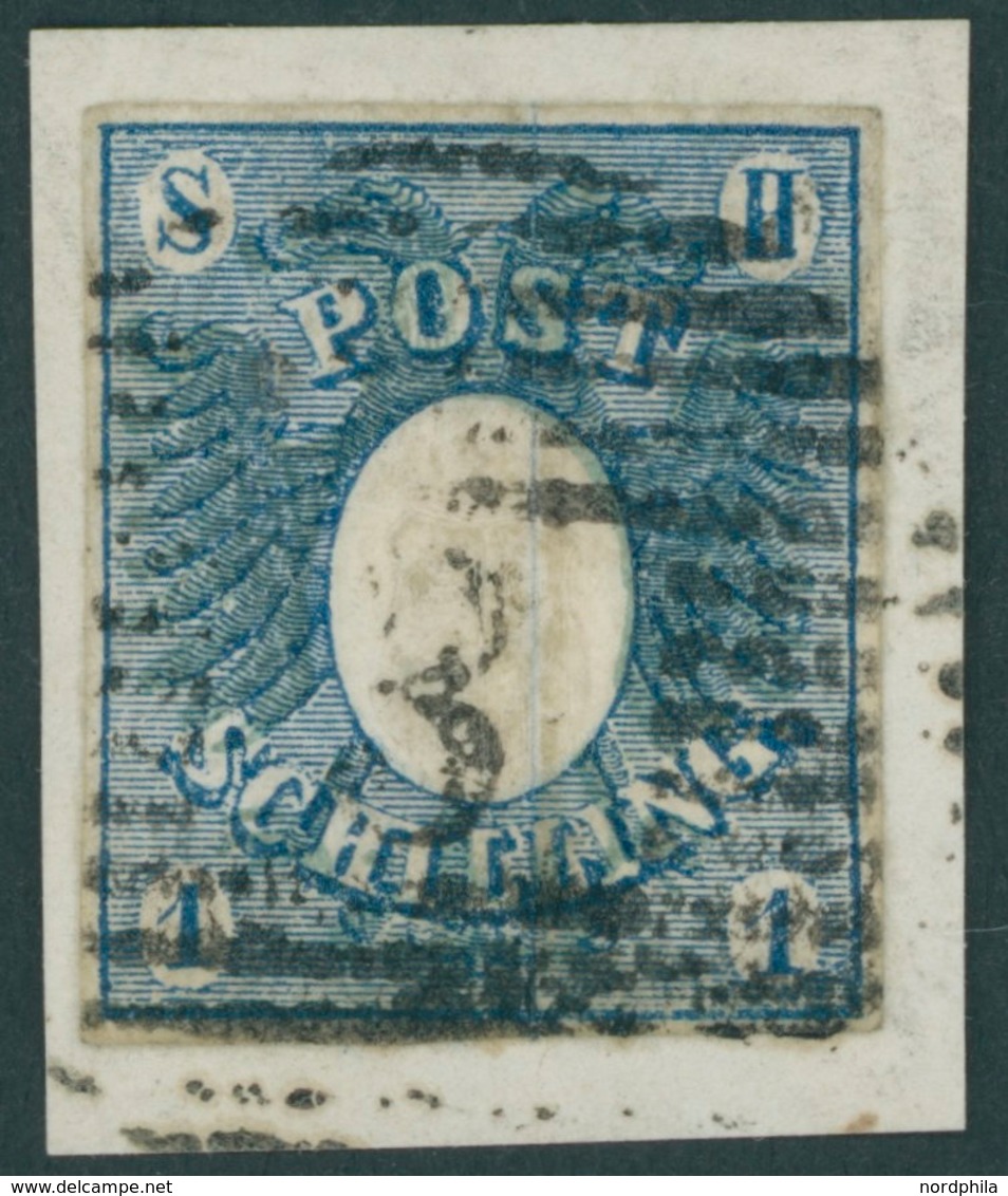 SCHLESWIG-HOLSTEIN 1a BrfStk, 1850, 1 S. Dunkelpreußischblau Mit Roststempel 3 (ALTONA) Auf Briefstück, Allseits Breitra - Schleswig-Holstein