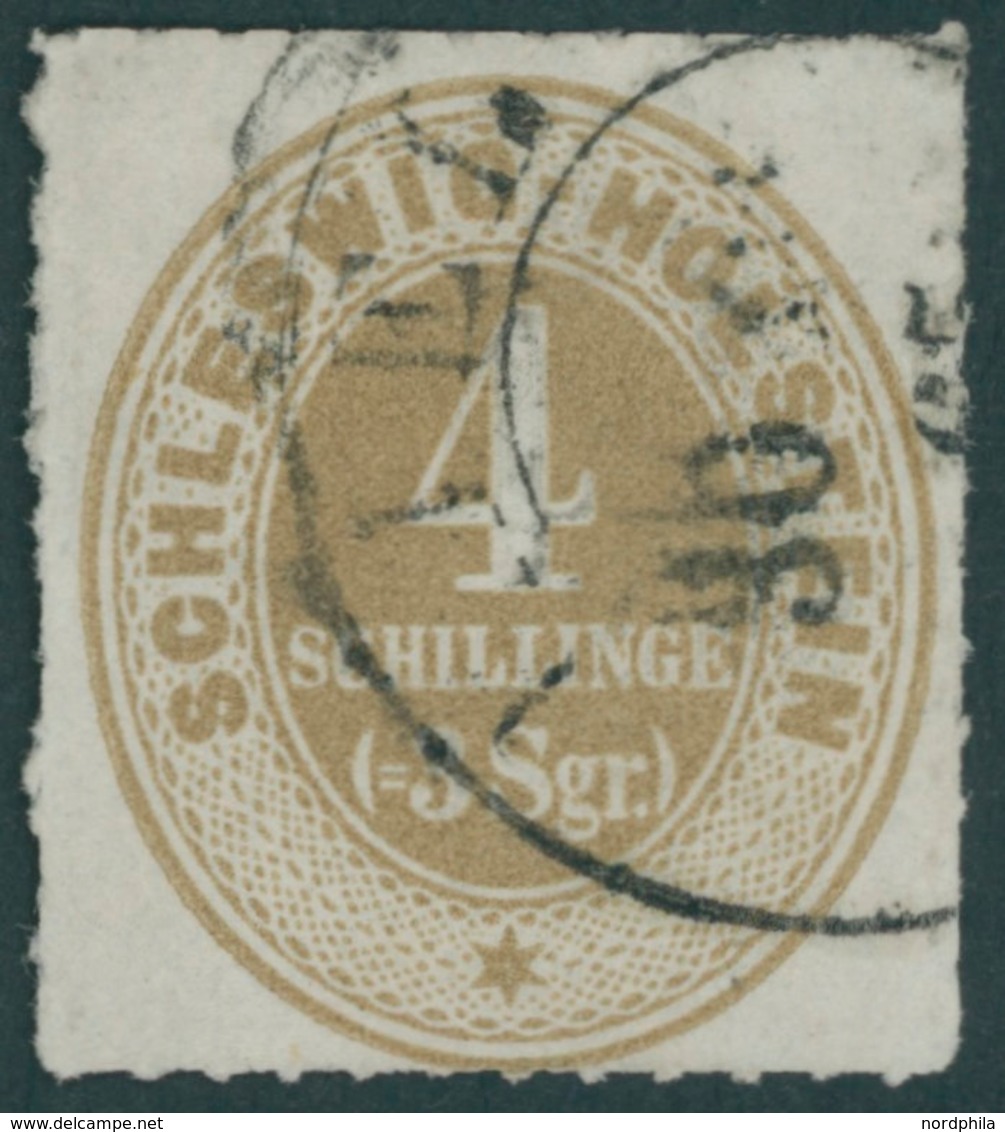 SCHLESWIG-HOLSTEIN 12 O, 1865, 4 S. Hellockerbraun, Zentrischer K2 ALTONA, Pracht, Mi. 1600.- - Schleswig-Holstein