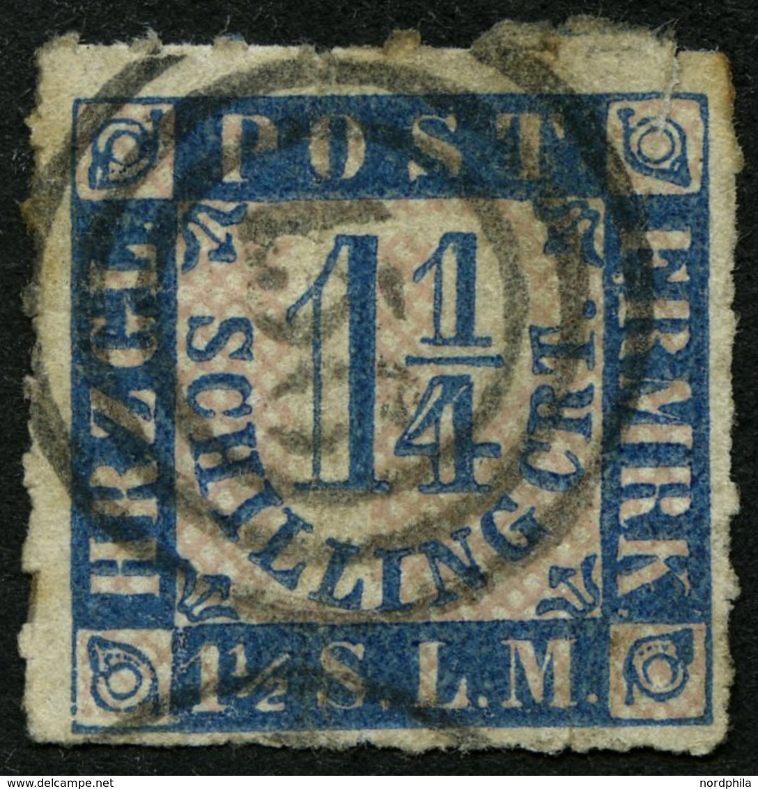 SCHLESWIG-HOLSTEIN 7 O, 156 (HANERAU) Auf 11/4 S. Mittelblau/weißrosa, Marke Fehlerhaft - Schleswig-Holstein