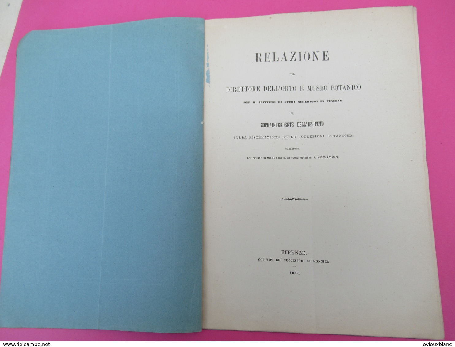 Botanique/sopraintendente Dell' Istituto Sulla Sistemazione Delle Collezioni Botaniche/Teodor CARUEL/Firenze/1881 MDP118 - Libros Antiguos Y De Colección