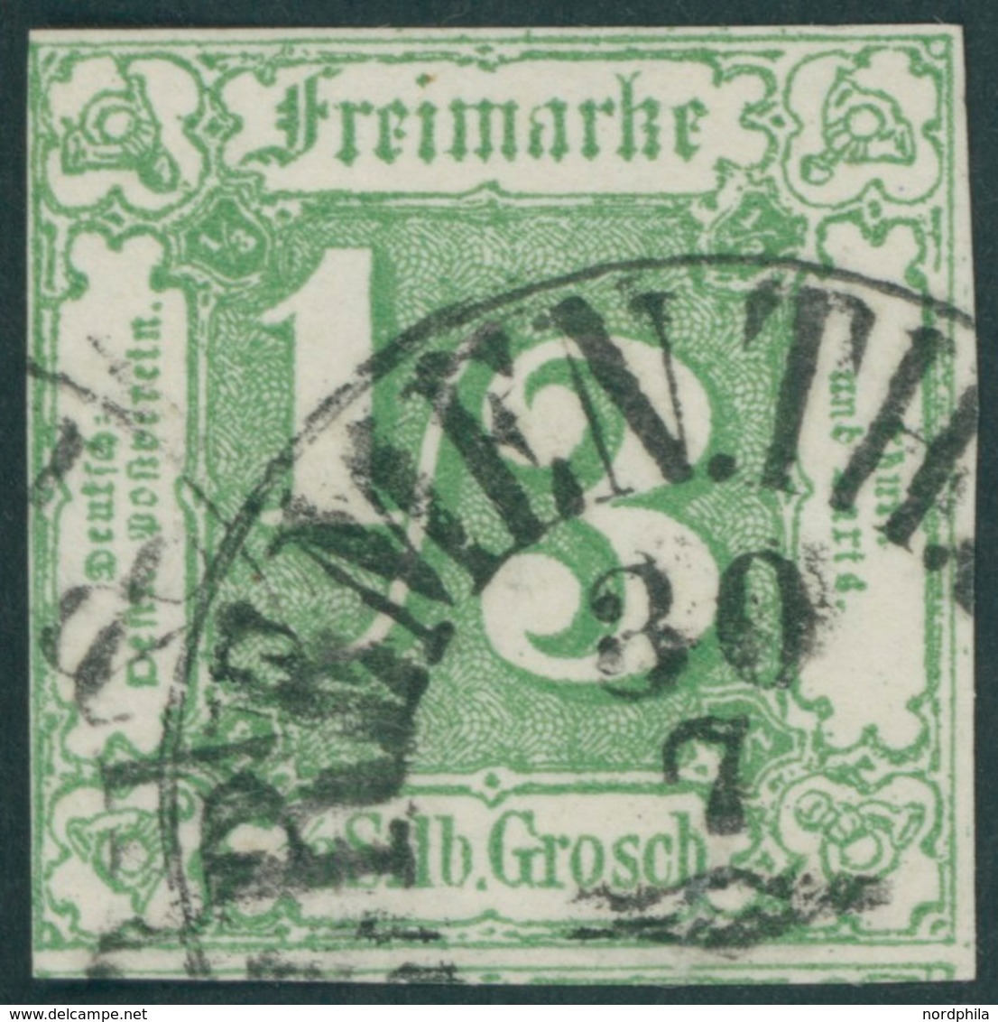 THURN Und TAXIS 27 O, 1862, 1/3 Sgr. Grün, K1 BREMEN TuT, Voll-breitrandig, Pracht, Signiert H.K. - Other & Unclassified