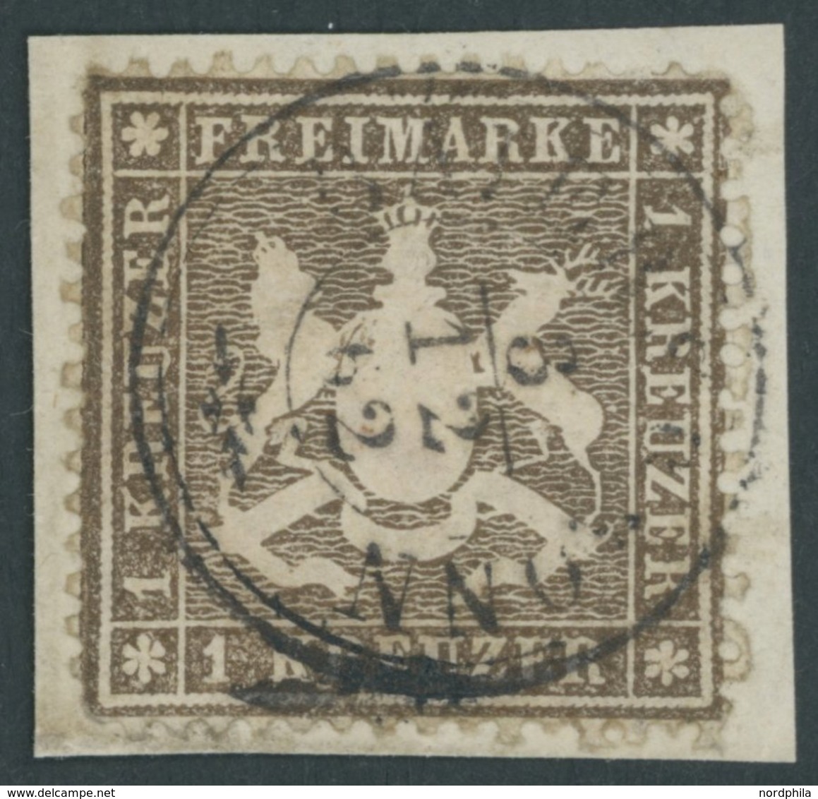 WÜRTTEMBERG 16ya BrfStk, 1861, 1 Kr. Braun, K3 BAIERSBRONN, Normale Zähnung, Prachtbriefstück, Gepr. Irtenkauf, Mi. 350. - Otros & Sin Clasificación