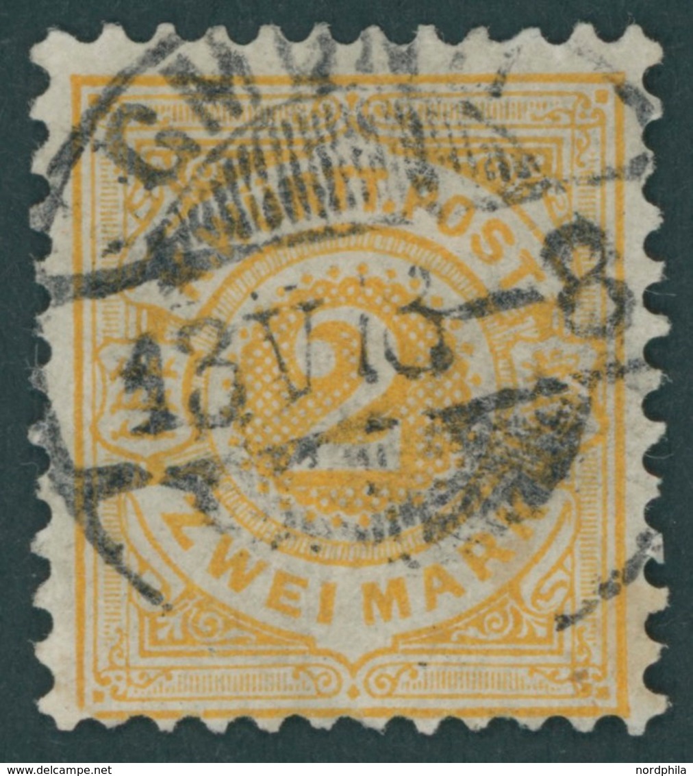 WÜRTTEMBERG 50 O, 1875, 2 M. Gelborange, Rückseitig Etwas Fleckig Sonst Pracht, Mi. 340.- - Altri & Non Classificati