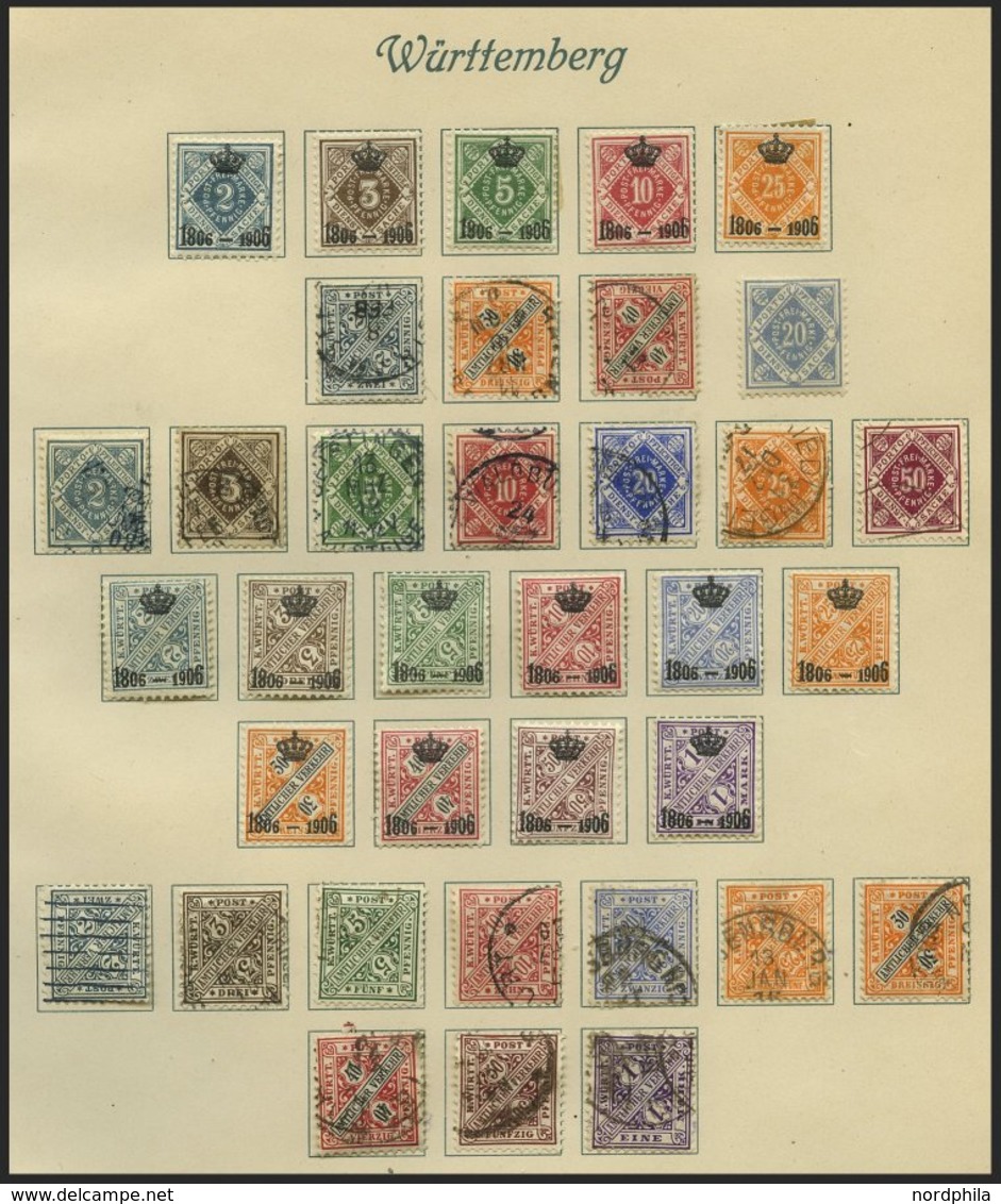 WÜRTTEMBERG O,*, **, Alter Sammlungsteil Württemberg Pfennig-Währung, Mit Guten Werten Und Sätzen, U.a. Mi.Nr. 107-11 Un - Autres & Non Classés