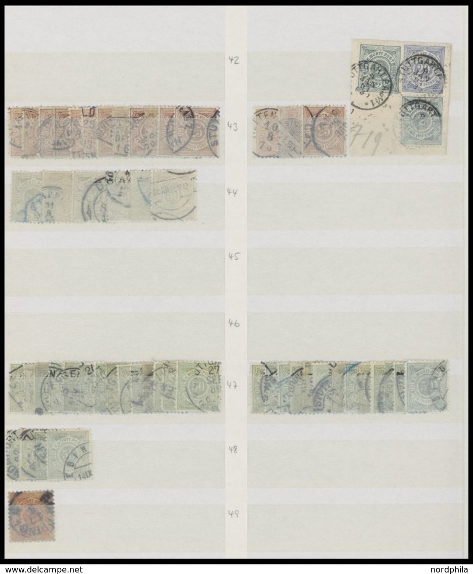 WÜRTTEMBERG Aus 44-62 O,BrfStk , 1875-1900, Dublettenpartie Neue Währung Von Ca. 500 Werten, Fundgrube! - Other & Unclassified