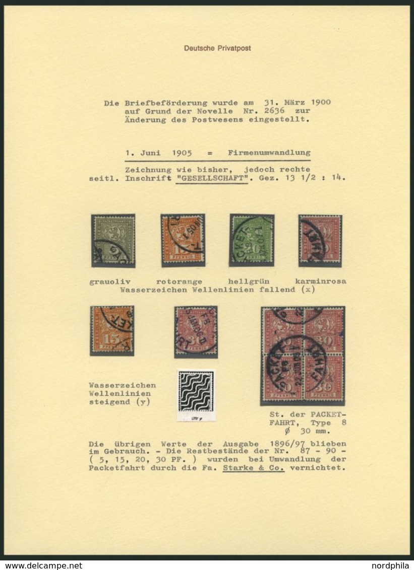 BERLIN B 76-79 O, PACKETFAHRT GESELLSCHAFT: 1904, Gesellschaft, 6 Werte Und Ein Viererblock (Mi.Nr. 79), Fast Nur Pracht - Correos Privados & Locales