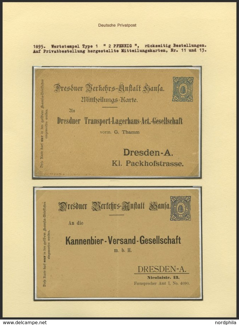 DRESDEN C P BRIEF, HANSA: Interessante Partie Von 19 Verschiedenen Postkarten, Gebraucht Und Ungebraucht, Fast Nur Prach - Private & Local Mails