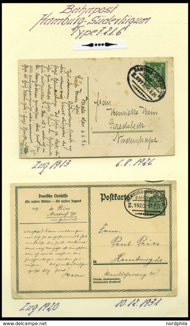 BAHNPOST Hamburg-Süderlügum (verschiedene Züge Und Typen ), 1926-1933, 12 Belege, Dazu U.a. Gruß Aus Karte Vom Bahnhof B - Franking Machines (EMA)