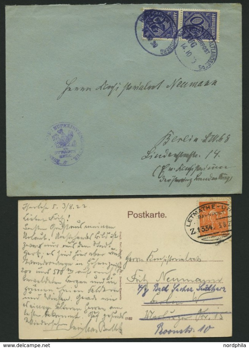 BAHNPOST 1920-37, 5 Verschiedene Bahnpostbelege, Pracht - Franking Machines (EMA)