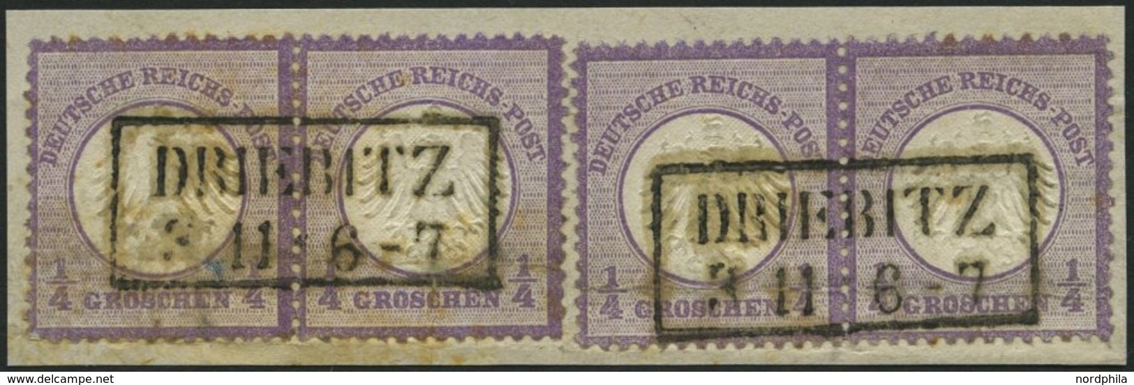 Dt. Reich 1 Paar BrfStk, 1872, 1/4 Gr. Grauviolett, 2 Waagerechte Paare Mit Zentrischen R2 DRIEBITZ Auf Dekorativem Brie - Used Stamps