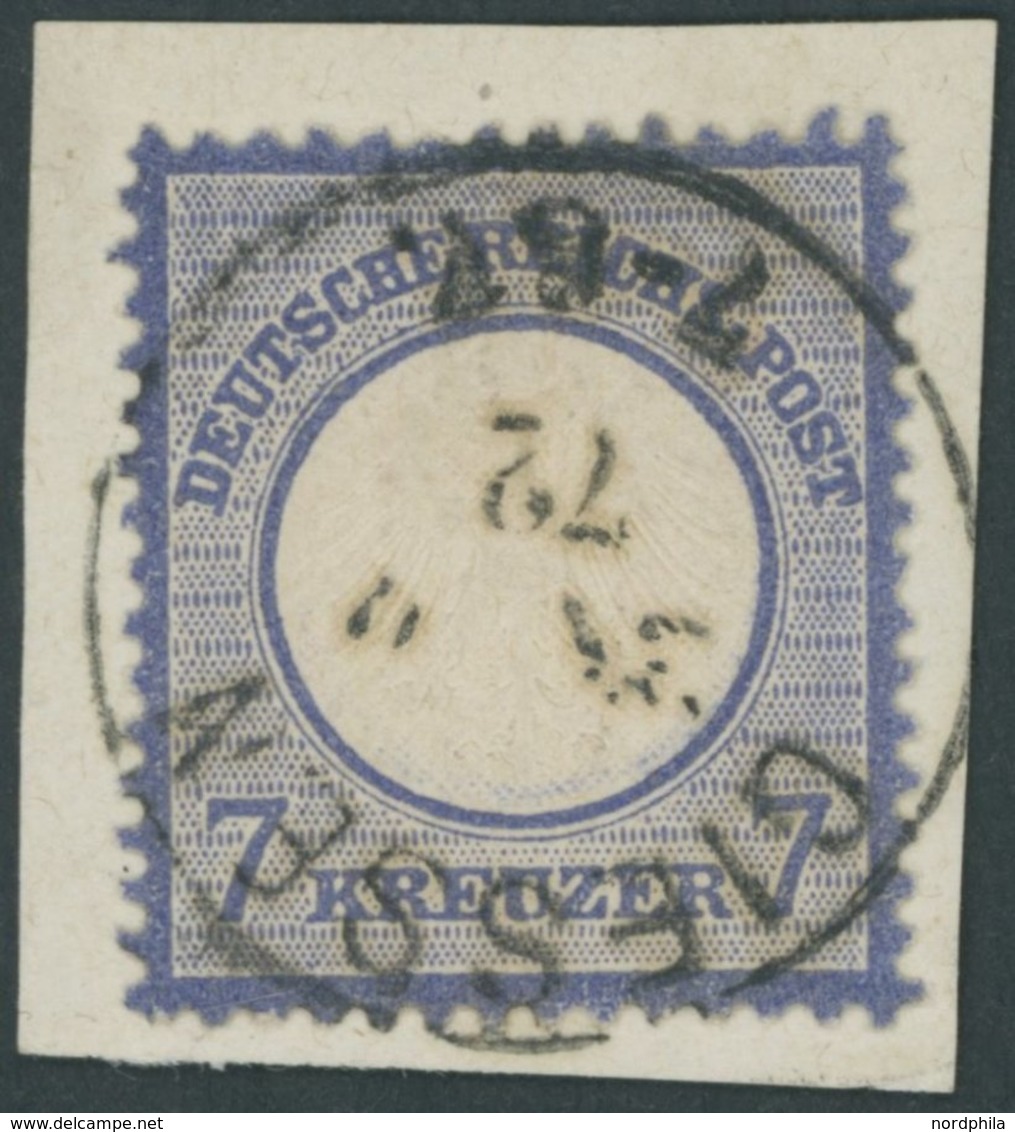 Dt. Reich 10 BrfStk, 1872, 7 Kr. Ultramarin, K1 GIESSEN, Farbfrisches Prachtbriefstück, Mi. (120.-) - Usados