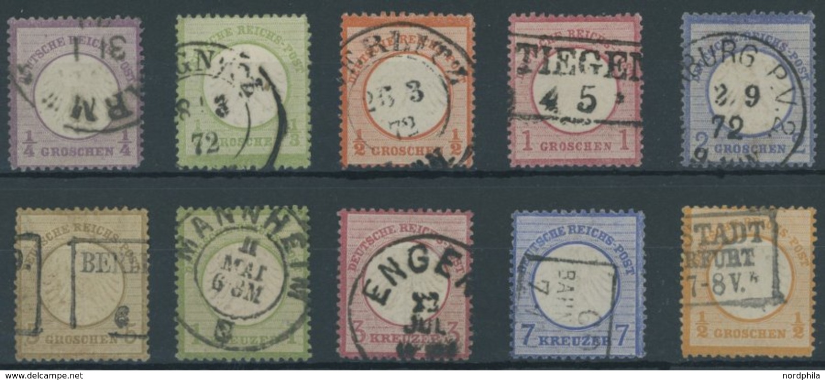Dt. Reich O , 10 Werte Kleiner Brustschild (Mi.Nr. 1-7,9/10,14), Feinst/Pracht, Mi. 650.- - Used Stamps