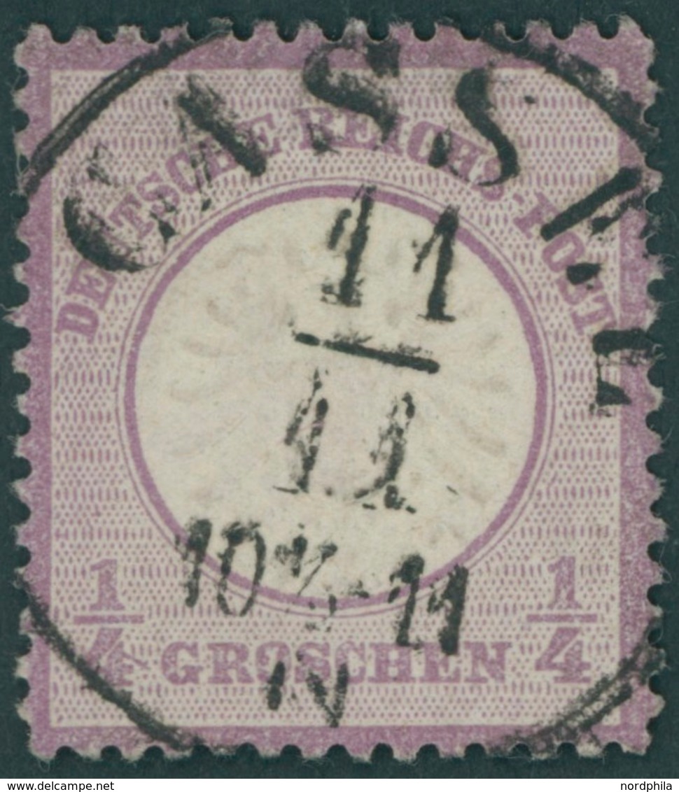 Dt. Reich 16 O, 1872, 1/4 Gr. Grauviolett, Idealer TuT-K1 CASSEL, Kabinett, Fotobefund Sommer - Oblitérés