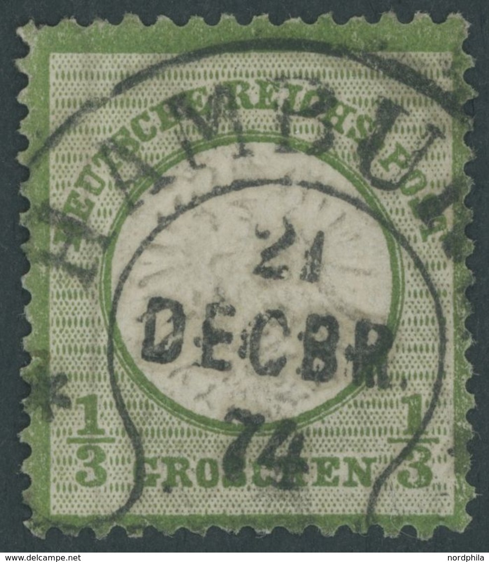 Dt. Reich 17b O, 1872, 1/3 Gr. Grausmaragdgrün, Zentrischer Hufeisenstempel HAMBURG (Sp. 17-7), Feinst (senkrechter Bug) - Usados