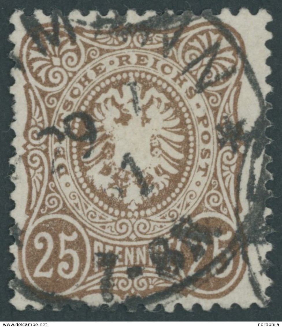 Dt. Reich 35b O, 1878, 25 Pfe. Gelbbraun, Pracht, Gepr. Wiegand, Mi. 130.- - Usati