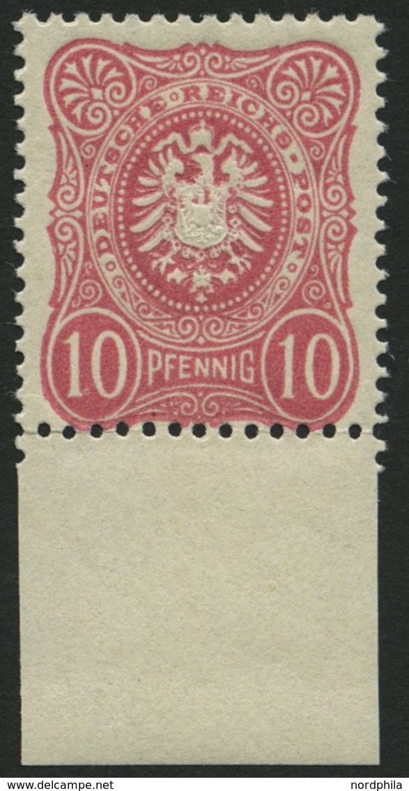 Dt. Reich 41a **, 1880, 10 Pf. Lebhaftkarmin, Postfrisch, Unterrandstück, Pracht, Gepr. Zenker, Mi. (120.-) - Usados