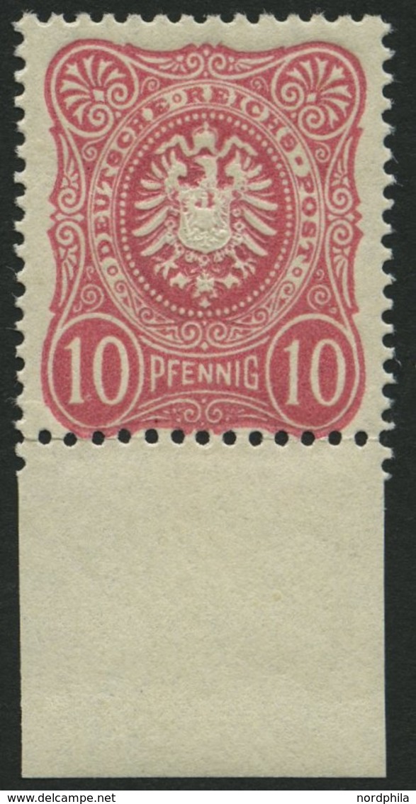 Dt. Reich 41a **, 1880, 10 Pf. Lebhaftkarmin, Postfrisch, Unterrandstück, Pracht, Gepr. Zenker, Mi. (120.-) - Oblitérés