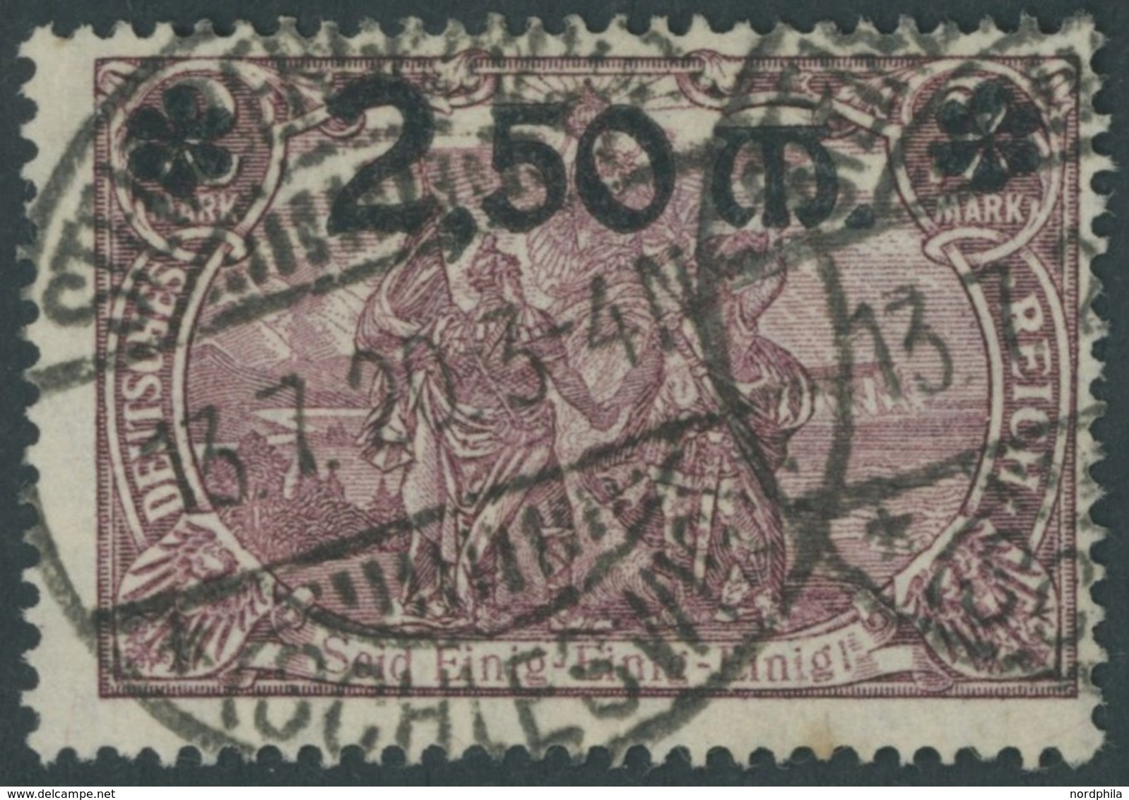 Dt. Reich 118a O, 1920, 2.50 M. Auf 2 M. Braunlila, Feinst, Kurzbefund Fleiner, Mi. 250.- - Usati
