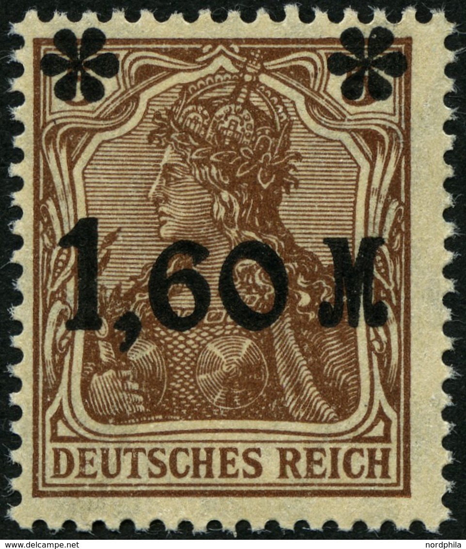 Dt. Reich 154Ib **, 1921, 1.60 M. Auf 5 Pf. Dunkelbraun, Aufdruck Mattglänzend, Pracht, Fotobefund Bechtold, Mi. 230.- - Oblitérés