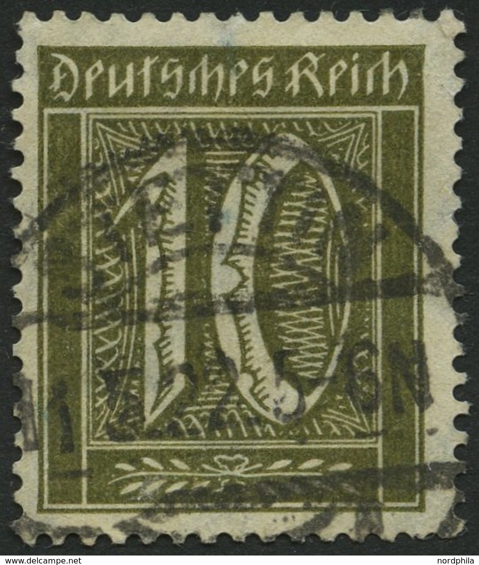 Dt. Reich 178 O, 1922, 10 Pf. Braunoliv, Wz. 2, üblich Gezähnt Pracht, Gepr. Gaedicke, Mi. 240.- - Gebraucht
