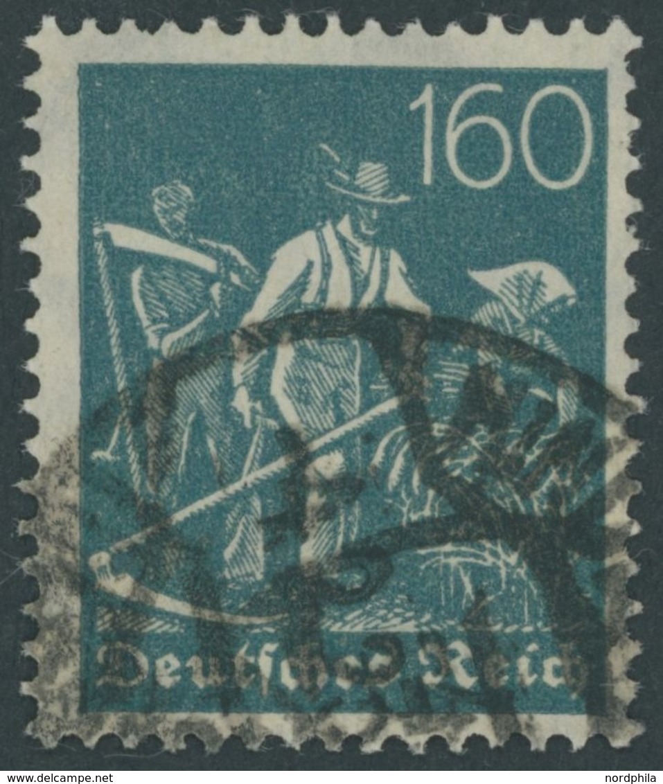 Dt. Reich 190 O, 1922, 160 Pf. Schwärzlichgrautürkis, Wz. 2, Pracht, Gepr. Bechtold, Mi. 220.- - Oblitérés