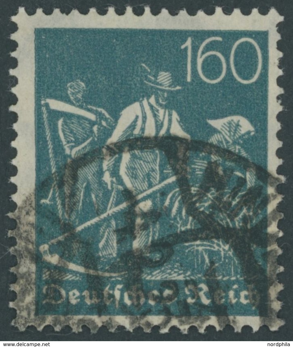 Dt. Reich 190 O, 1922, 160 Pf. Schwärzlichgrautürkis, Wz. 2, Pracht, Gepr. Bechtold, Mi. 220.- - Usados