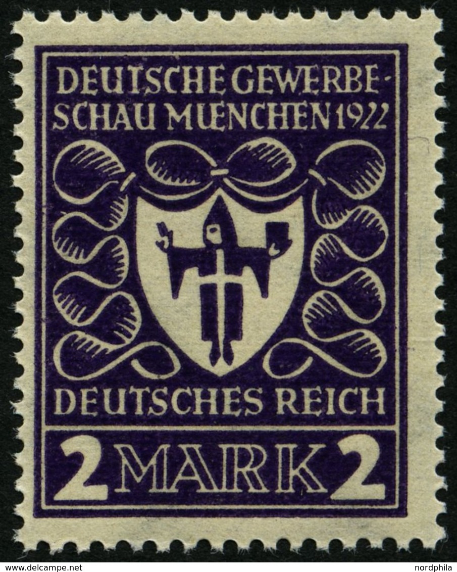 Dt. Reich 200b **, 1922, 2 M. Dunkelpurpurviolett Gewerbeschau, Pracht, Gepr. Infla, Mi. 80.- - Usados