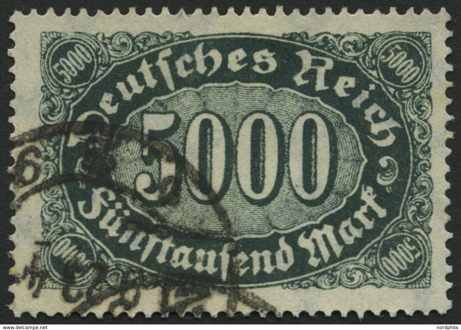 Dt. Reich 256d O, 1923, 5000 M. Schwarzgrün, Pracht, Gepr. Infla, Mi. 200.- - Gebraucht