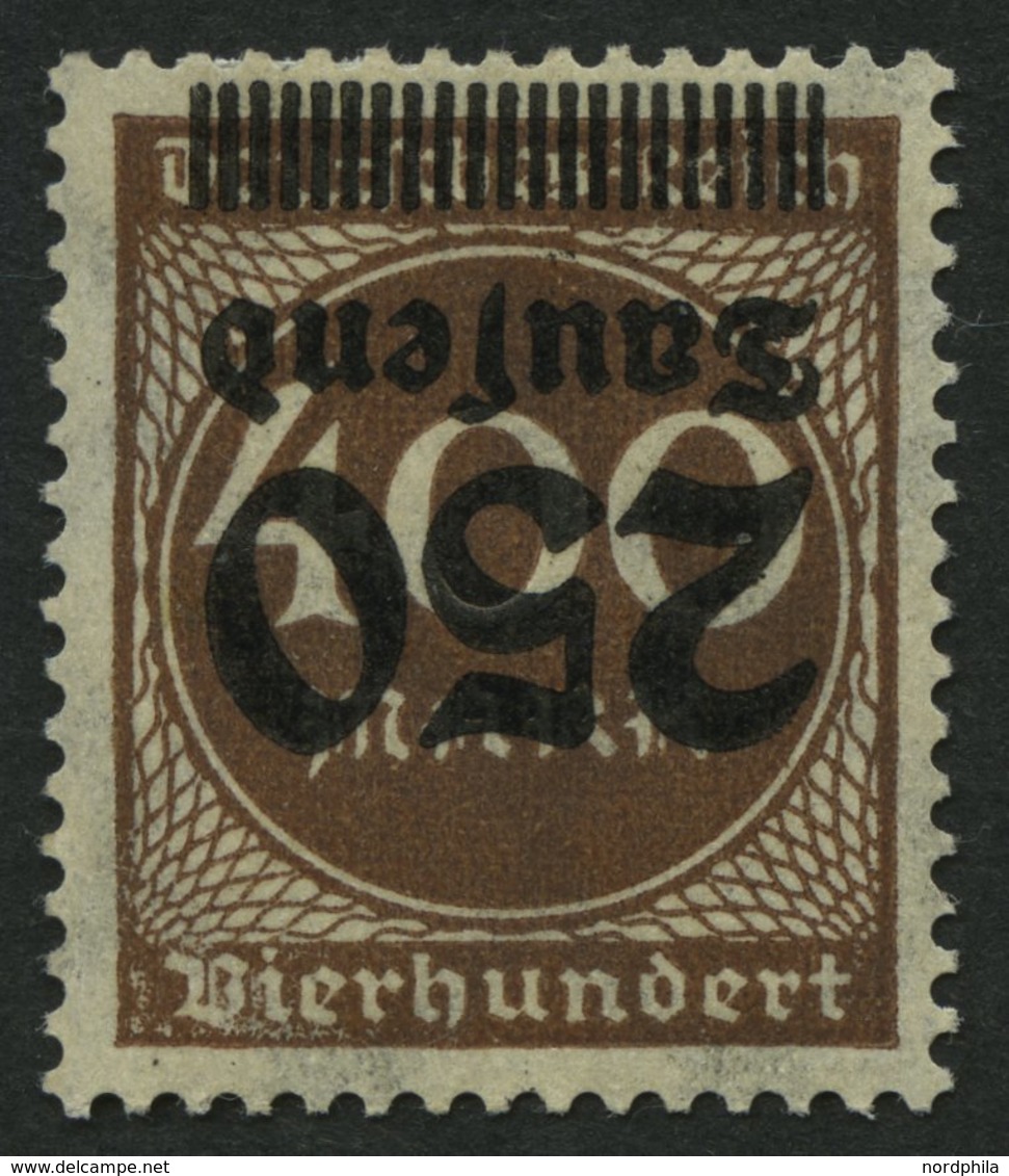 Dt. Reich 294K *, 1923, 250 Tsd. Auf 400 M. Dunkelorangebraun, Kopfstehender Aufdruck, Falzrest, Pracht - Used Stamps