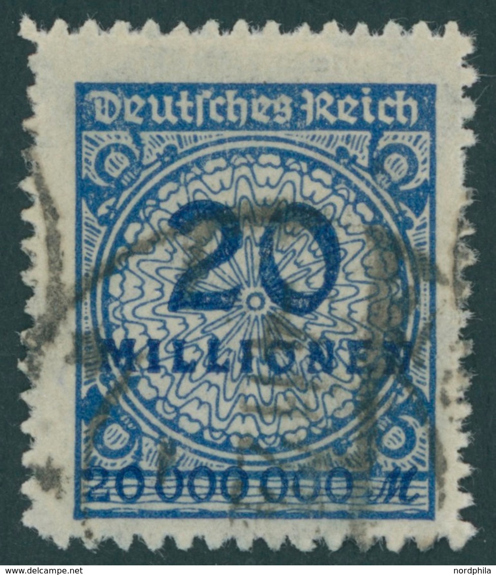 Dt. Reich 319B O, 1923, 20 Mio. M. Dunkelviolettultramarin, Durchstochen, Pracht, Gepr. Peschl, Mi. 400.- - Used Stamps