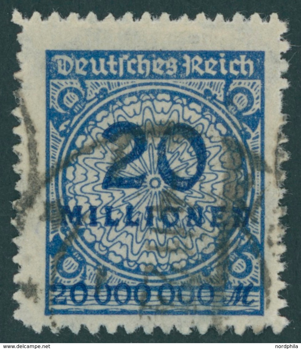 Dt. Reich 319B O, 1923, 20 Mio. M. Dunkelviolettultramarin, Durchstochen, Pracht, Gepr. Peschl, Mi. 400.- - Oblitérés